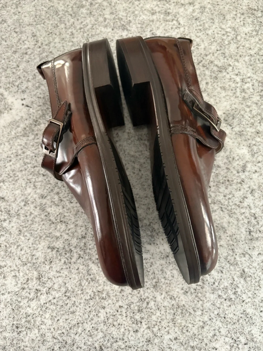 Brass boot Italy men’s monk strap dress shoe burnished brown leather men’s 10